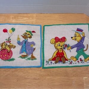 1950s-1960s Ludwig von Drake and Bear Handkerchief Set